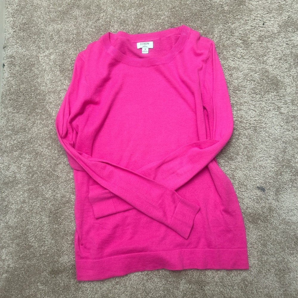 J. Crew Pink Crew Neck Sweater Vibrant Knit